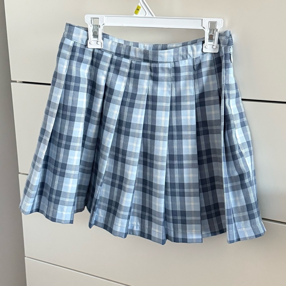 NWOT SELFIE Blue Plaid Skirt XS